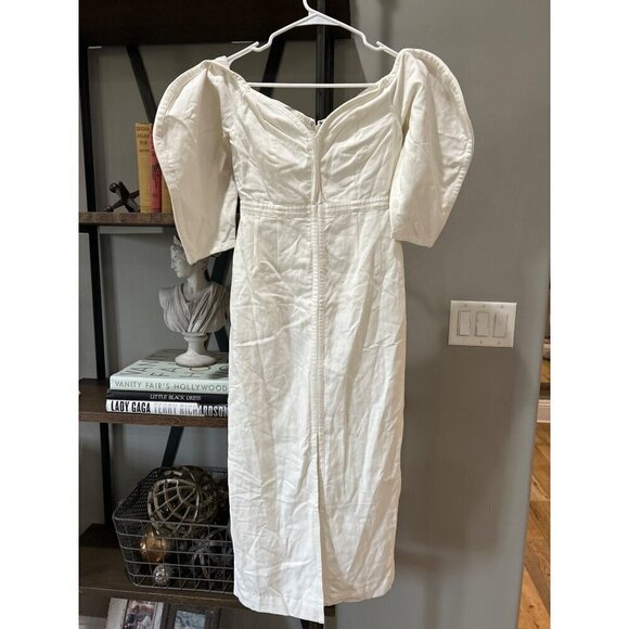 Mara Hoffman Leonara Puff Sleeve Midi Dress Ivory Womens Size 00 - Picture 9 of 15